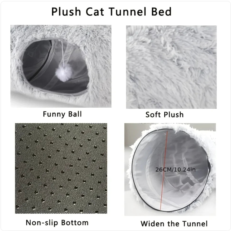 Cozy Plush Cat Tunnel and Nest