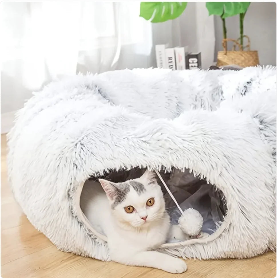 Cozy Plush Cat Tunnel and Nest