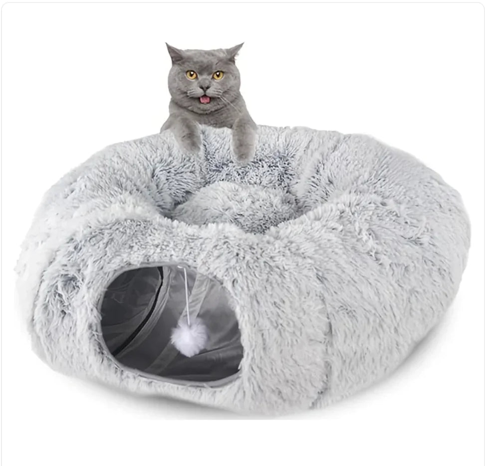 Cozy Plush Cat Tunnel and Nest